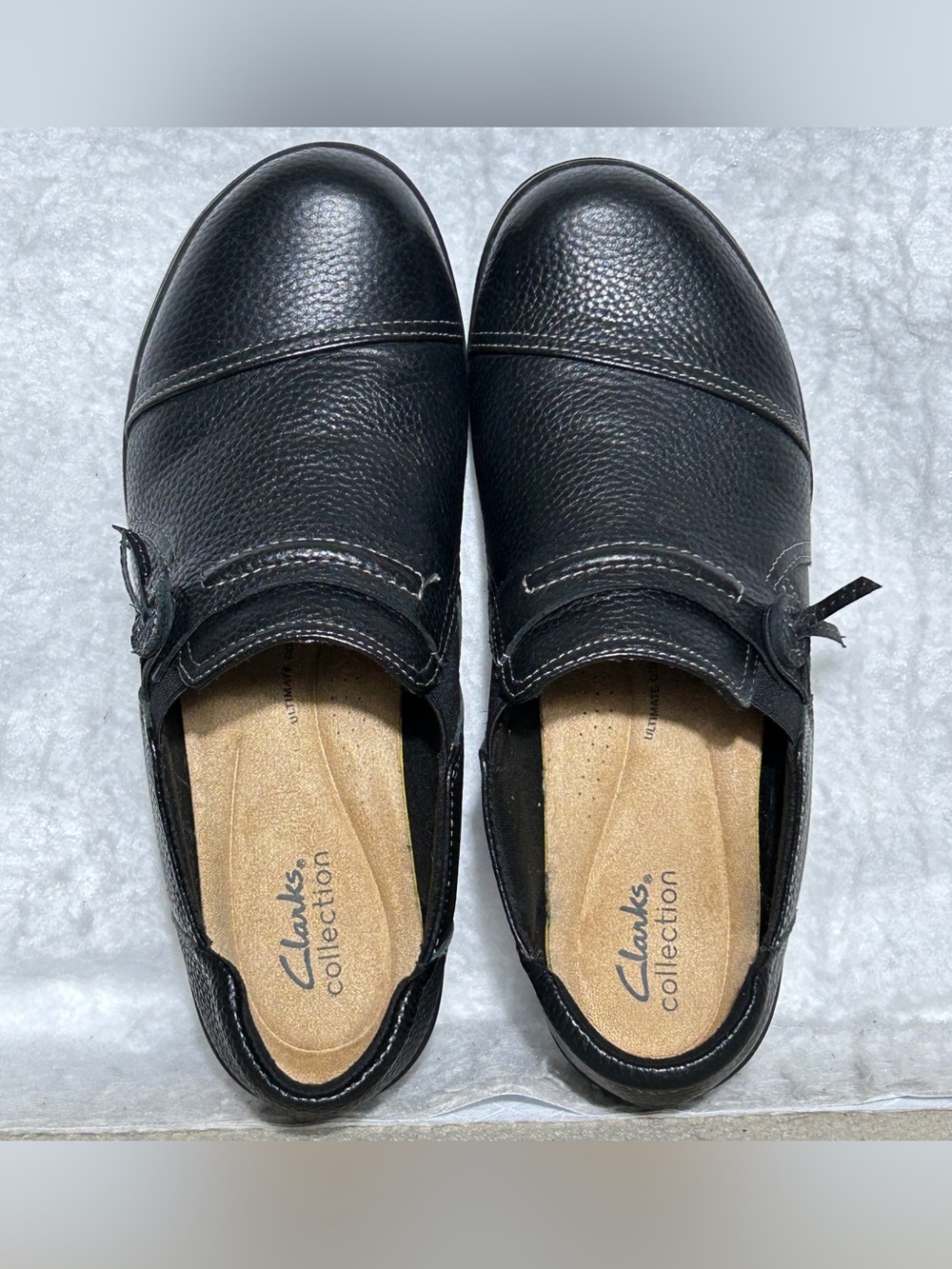 Clarks Womens Black Leather Cheyn Madi Casual Slip On Flats Loafers Shoes SZ 8W - Picture 5 of 11